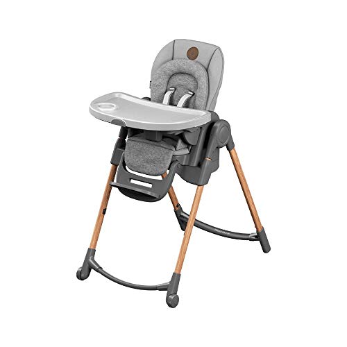 Maxi-Cosi Minla trona Evolutiva, reclinable y plegable, 6 en 1 trona convertible, silla para niños, trona portátil de viaje e Asiento Elevador, crece con el niño 0 meses - 7 años, essential grey