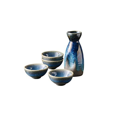 Maya Star - Juego de tazas de sake japonés, diseño tradicional, diseño de oro, porcelana, cerámica, cerámica, copas de vino A19