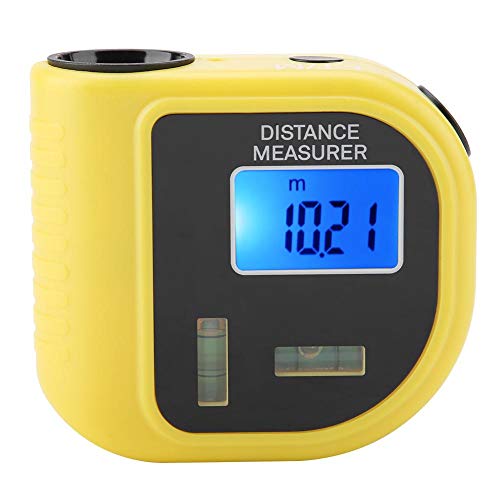 Medidor de distancia ultrasónico portátil de 18 metros Medidor electrónico de cinta métrica, CP-3010 Láseres amarillos Medidor de distancia portátil de mano ultrasónico Batería no incluida