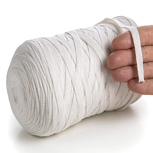 MeriWoolArt - Hilo de algodón para tejer, macramé, ganchillo, tejer, cinta de regalo para Navidad, 10 mm, 150 m, color natural
