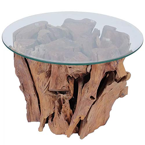 Mesa de Comedor, Mesa de Centro Salón, Mesa Café Cocina Base de Teca Maciza + Tablero de Cristal Templado, 50 x 40 cm (#2) Mesa de Comedor, Mesa de Centro Salón, Mesa Café Cocina Base de Teca Maciza + Tablero de Cristal Templado, 50 x 40 cm (#2)
