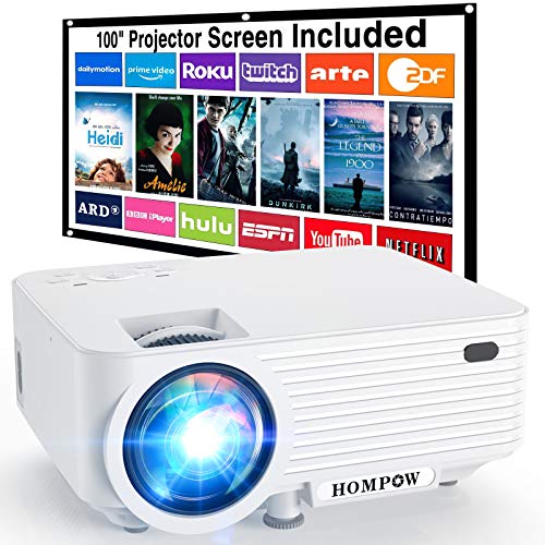 Mini Proyector, HOMPOW Proyector de Video Portátil con 6000 Lúmenes, Compatible con Full HD 1080P, Altavoces Duales Incorporados, Compatible con TV Stick/ HDMI/ VGA/ USB/ TV Box/ Laptop/ DVD/ PS4 Mini Proyector, HOMPOW Proyector de Video Portátil con 6000 Lúmenes, Compatible con Full HD 1080P, Altavoces Duales Incorporados, Compatible con TV Stick/ HDMI/ VGA/ USB/ TV Box/ Laptop/ DVD/ PS4