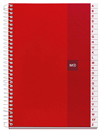 Miquelrius - Indice Cromatic, Tamaño 4º, 100 hojas, Cuadrícula 5 mm, Con Indice Alfabético, Tapa de cartoncillo color rojo