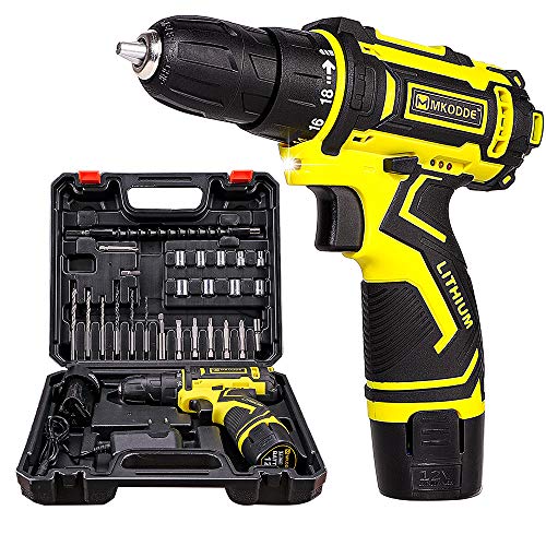 MKODDE Taladro Inalámbrico,12 V,2 velocidades variables, Batería de Litio 2 X 2000mA, Destornillador Eléctrico, luz de Trabajo LED, 18 + 1 ajuste de torsión, portabrocas de 3/8 pulgadas MKODDE Taladro Inalámbrico,12 V,2 velocidades variables, Batería de Litio 2 X 2000mA, Destornillador Eléctrico, luz de Trabajo LED, 18 + 1 ajuste de torsión, portabrocas de 3/8 pulgadas
