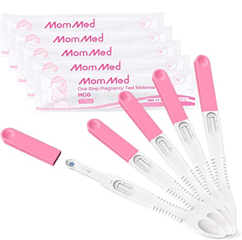 Mommed Test Embarazo, 5 HCG prueba de embarazo ultrasensible, 25mIU/ml Test de Embarazo Ultrasensible, 99% de precisión