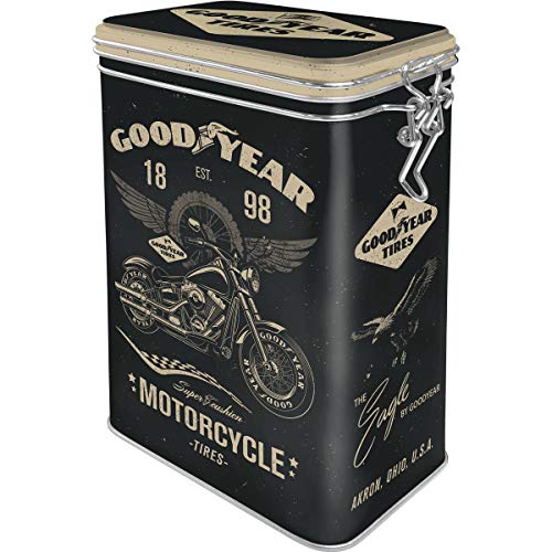 Nostalgic-Art Retro Kaffeedose Goodyear Motorcycle – Idea de Regalo para los Amantes de los Coches y Las Motos, Metal, Diseño Vintage, 1,3 L