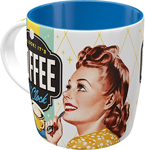 Nostalgic-Art Taza Retro Coffee O' Clock – Idea de Regalo para los Amantes del café, cerámica, Divertido diseño Vintage con Frase