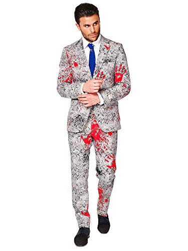 OppoSuits Disfraz de Halloween con Estampado Elegante para Hombre - Con Chaqueta, Pantalón y Corbata