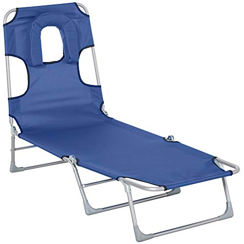 Outsunny Tumbona Reclinable y Plegable de Jardín con Orificio de Lectura Reposacabezas y Respaldo Ajustable en 5 Niveles para Playa 182x56x24,5 cm Azul Outsunny Tumbona Reclinable y Plegable de Jardín con Orificio de Lectura Reposacabezas y Respaldo Ajustable en 5 Niveles para Playa 182x56x24,5 cm Azul