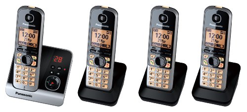 Panasonic KX-TG6724GB Quattro - Teléfono inalámbrico (pantalla de 1,8", tecla de función, manos libres, incluye 3 terminales adicionales), negro [Importado de Alemania] [versión importada]