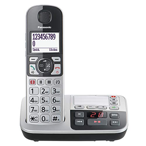 Panasonic KX-TGE520GS - Teléfono (Teléfono DECT, Terminal inalámbrico, Altavoz, 150 entradas, Identificador de llamadas, Negro, Plata)
