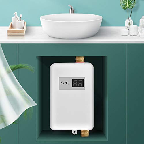 PaNt Mini calentador de agua, calentador de agua eléctrico instantáneo 3800W, calentador de agua sin tanque con pantalla LCD, sistema de ducha de agua caliente para baño y cocina lavado 220 V