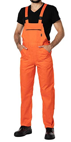 Pantalones con peto de trabajo para hombre, Made in EU, Mono de trabajo, Azur, blanco, rojo, verde, negro (M, Naranja)