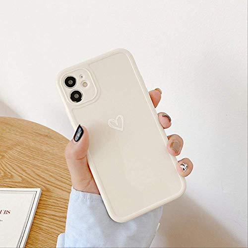 Parejas de Dibujos Animados Love Heart Funda para teléfono para iPhone 11 12 Mini Pro MAX 7 8 Plus SE 2020 X XR XS MAX Cubierta Suave de Color Caramelo Brillante para iPhone 7 Plus BG