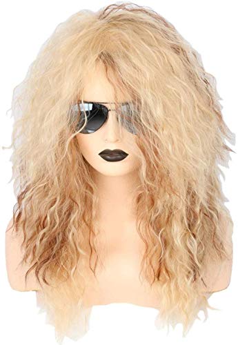 Peluca para Hombre o Mujer de los años 80 Rubio Rocker Mullet Fiesta de Disfraces de Halloween Pelucas largas y rizadas Uptodate Peluca para Hombre o Mujer de los años 80 Rubio Rocker Mullet Fiesta de Disfraces de Halloween Pelucas largas y rizadas Uptodate