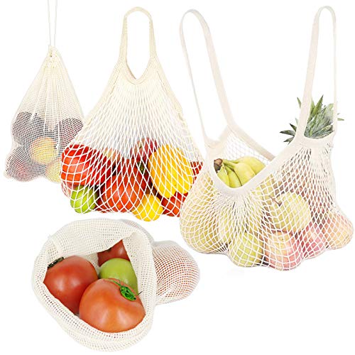 Pinowu Bolsas reutilizables para productos (paquete de 4) bolsas de malla lavables respetuosas con el medio ambiente para comestibles