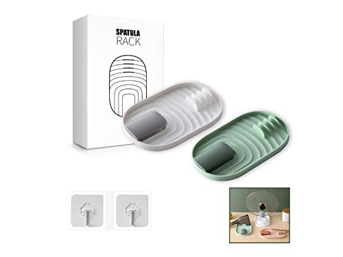 Porta Cucharas Cocina , soporte de Utensilios de cocina multifunción con ganchos adhesivos para encimera de cocina resto de cuchara, descansar cucharas - 2 piezas Porta Cucharas Cocina , soporte de Utensilios de cocina multifunción con ganchos adhesivos para encimera de cocina resto de cuchara, descansar cucharas - 2 piezas