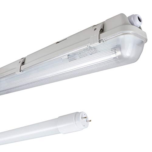 proventa® Pantalla estanca con tubo LED 120 cm, 14W, 2.100 lúmenes, 4.000 K, IP65, 50.000 h, policarbonato IK08, libre de parpadeo, factor de potencia >0,9 proventa® Pantalla estanca con tubo LED 120 cm, 14W, 2.100 lúmenes, 4.000 K, IP65, 50.000 h, policarbonato IK08, libre de parpadeo, factor de potencia >0,9