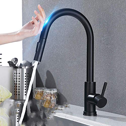 Pull Out Black Sensor Kitchen Faucets Stainless Steel Smart Induction Mixed Tap Touch Control Sink Tap Kitchen faucet