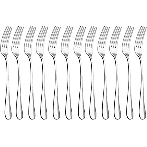 Qucher - Cubertería (tenedores de 18,2 cm, cuchillos de carne de 22,8 cm, cucharas largas de 19 cm, cucharas para sopa de 16,5 cm)