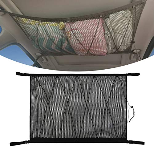 Red Almacenamiento Universal para Techo de Coche, Organizador Bolsa de Red de Carga con Cremallera, Soporte Bolsa de Almacenamiento de Viaje Largo para Jeep Van SUV, Negro (Capa Doble Cordón) Red Almacenamiento Universal para Techo de Coche, Organizador Bolsa de Red de Carga con Cremallera, Soporte Bolsa de Almacenamiento de Viaje Largo para Jeep Van SUV, Negro (Capa Doble Cordón)