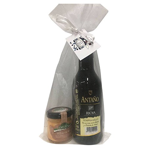 Regalo de vino Rioja Cosecha Antaño con tarro miniatura de paté de salmón para celebraciones (Pack 24 ud)