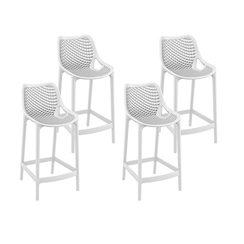 resol set de 4 taburetes de diseño Grid 65 para interior, exterior, jardín - color blanco