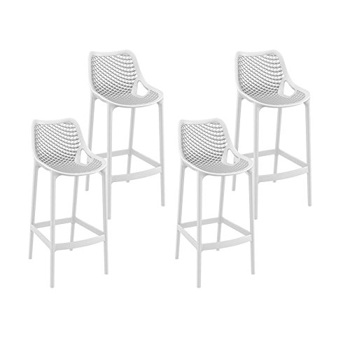 resol set de 4 taburetes de diseño Grid 75 para interior, exterior, jardín - color blanco