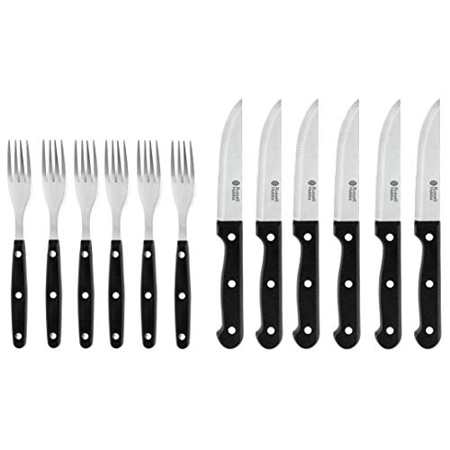 Russell Hobbs RH000431 RH000431-Juego de Cuchillos y Tenedor Unidades, Color Negro, Acero, 12 Piece Knife and Fork Set