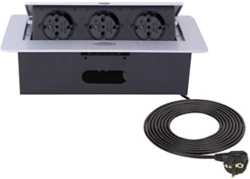 Salida de enchufe retráctil de 3 vías - moldeado por inyección de aluminio - con apertura suave - listo para la conexión con cable de 3m a prueba de golpes Salida de enchufe retráctil de 3 vías - moldeado por inyección de aluminio - con apertura suave - listo para la conexión con cable de 3m a prueba de golpes
