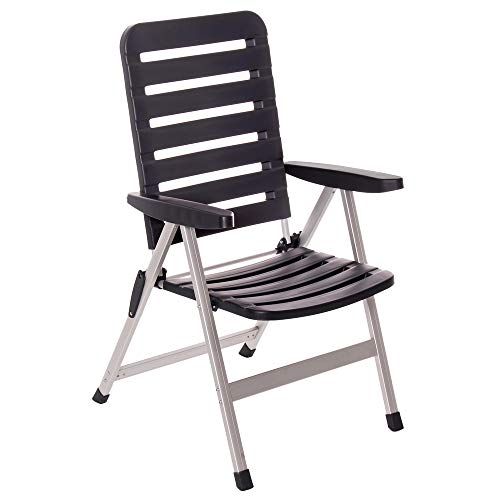 Silla Plegable Negra de Aluminio con 3 Posiciones Moderna Garden - LOLAhome Silla Plegable Negra de Aluminio con 3 Posiciones Moderna Garden - LOLAhome