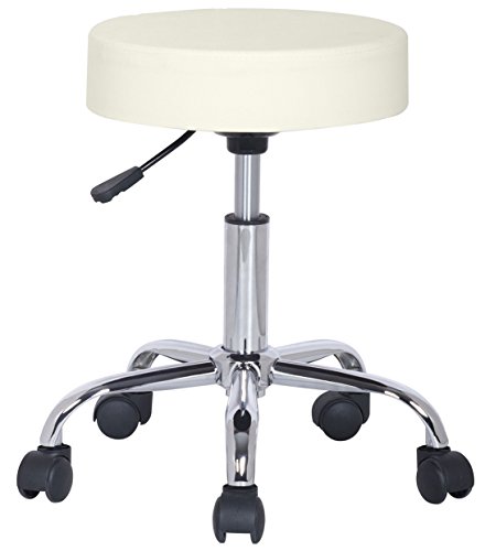 SixBros. Taburete Ajustable en Altura, Taburete Giratorio con Ruedas, Taburete de Cuero sintético, Ajustable, Marfil - M-95027/193 SixBros. Taburete Ajustable en Altura, Taburete Giratorio con Ruedas, Taburete de Cuero sintético, Ajustable, Marfil - M-95027/193