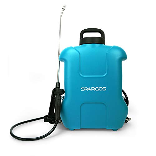 SPARGOS Pulverizador de presión Eléctrico Rociador Spray 16 L Litro Botella 12V Recargable Inalámbrico con Pilas Agrícola Jardín Weed Killer Herbicida Mochila de Respaldo