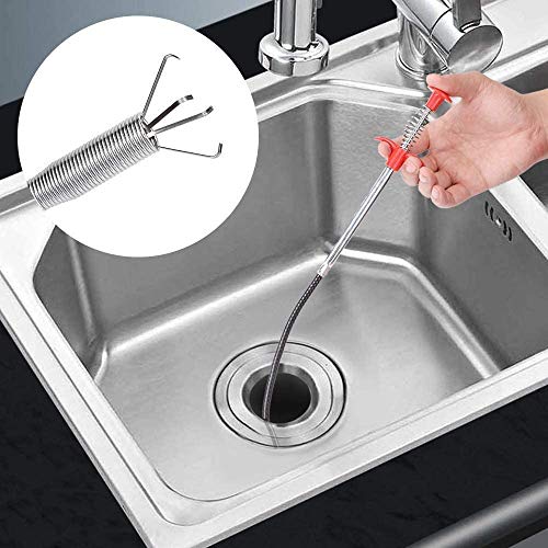 Spring Pipe Dredging Tools,Bendable Drain Clog Water Sink Cleaning Hook,Multifunctional Cleaning Claw for Kitchen Sink Toilet Bathtub (0.9m)