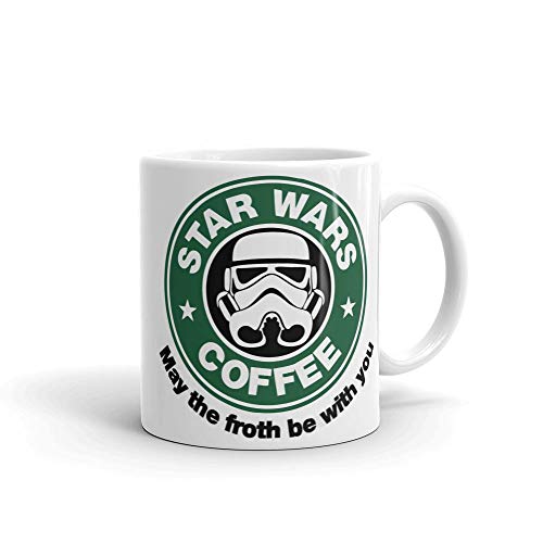 Star Wars Inspired May The Froth Be with You - Taza de cerámica, color blanco, 325 ml