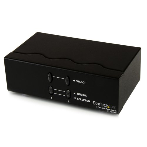 StarTech.com ST122VGAU - Conmutador automático de vídeo VGA (2 Puertos) Color Negro