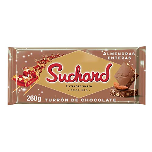 Suchard Turrón De Chocolate Con Leche Y Almendras Enteras Navideño - Tableta De G, Navidad Y Fiestas, 260 Gramo