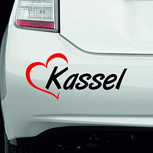 SUPERSTICKI Pegatina con texto "I Love Kassel + Corazón latido aprox. 30 cm Love Tuning Auto Sticker Decal de lámina de alto rendimiento adhesivo Tuning Racing Racing