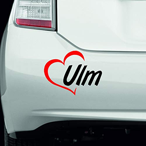 SUPERSTICKI Pegatina con texto "I Love ULM + corazón latido aprox. 30 cm Love Tuning Auto Sticker Decal de lámina de alto rendimiento Auto Tuning Tuning Tuning Racing