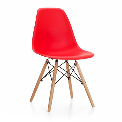 SuperStudio Wooden - Pack de 2 sillas , color rojo, talla 81.5 x 47 x 53.5 cm