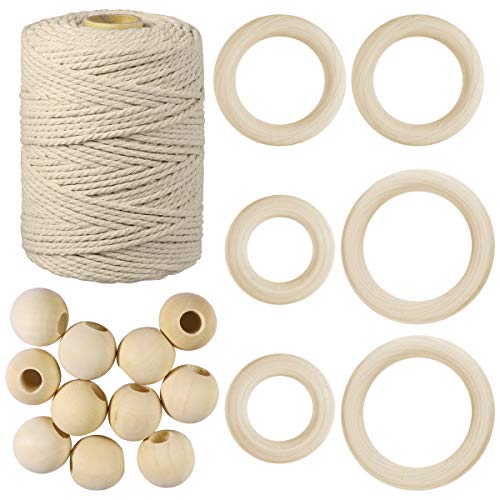 SUPVOX - Cuerda de macramé de 3 mm sin teñir de algodón natural para colgar en la pared, para colgar plantas, tapiz, hecho a mano, manualidades