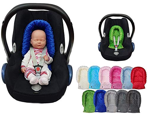 Sweet Baby ** SOFTY MINKY ** Reductor para silla de bebé Maxi Cosi/Römer etc. / Protector de cuerpo para coche (0-6 meses) (Negro)