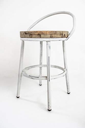 Taburete Bajo con Respaldo Metal y Madera TOM Blanco Vintage Sam, Asiento de Madera, 63x35cm. Incluye Imán Personalizable de Regalo. Taburete Bajo con Respaldo Metal y Madera TOM Blanco Vintage Sam, Asiento de Madera, 63x35cm. Incluye Imán Personalizable de Regalo.