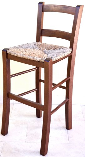 Taburete de Madera Maciza con Asiento de Paja de 67 cm de Altura Desde el Suelo, ya montado Taburete de Madera Maciza con Asiento de Paja de 67 cm de Altura Desde el Suelo, ya montado