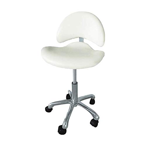 Taburete ruedas Estética con respaldo, taburete belleza, taburete pedicura, taburete manicura (Blanco) Taburete ruedas Estética con respaldo, taburete belleza, taburete pedicura, taburete manicura (Blanco)