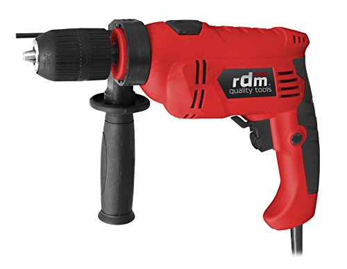 Taladro percutor profesional RDM Quality Tools PRO 70051, 710W, giro reversible, velocidad variable, botón de bloqueo de la velocidad. Color rojo y negro.