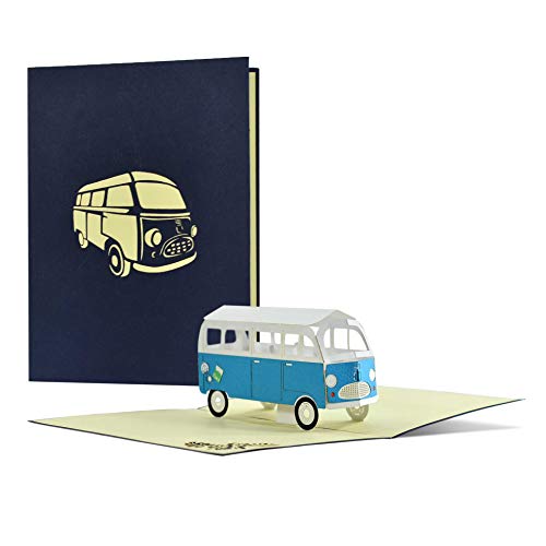 Tarjeta de felicitación con autobús, tarjeta de cumpleaños o cupón de viaje, regala un viaje corto, viaje de la ciudad, viaje de fin de semana o viaje de camping I 3D Pop Up Camper Van, H24