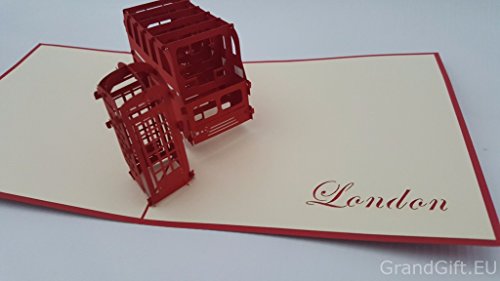 Tarjetas de felicitación de cumpleaños para bebé con diseño de autobús de Londres en 3D, para Halloween, Día de la Madre, Año Nuevo, Acción de Gracias, Navidad, San Valentín