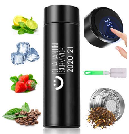 Taza de Viaje, Termo Taza 500ML Travel Mug, Pantalla LED Táctil Inteligente con Temperatura, Termo Sin BPA Ecológica, Botellas Termica Reutilizable Inoxidable 500ML, Frascos Térmicos para deporte