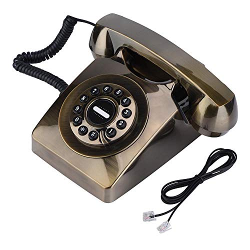 Teléfono retro, teléfono Lindline de escritorio Estilo europeo vintage Teléfono con cable retro con función de cancelación de ruido Teléfono para la decoración del hogar / hotel / oficina (Bronce)